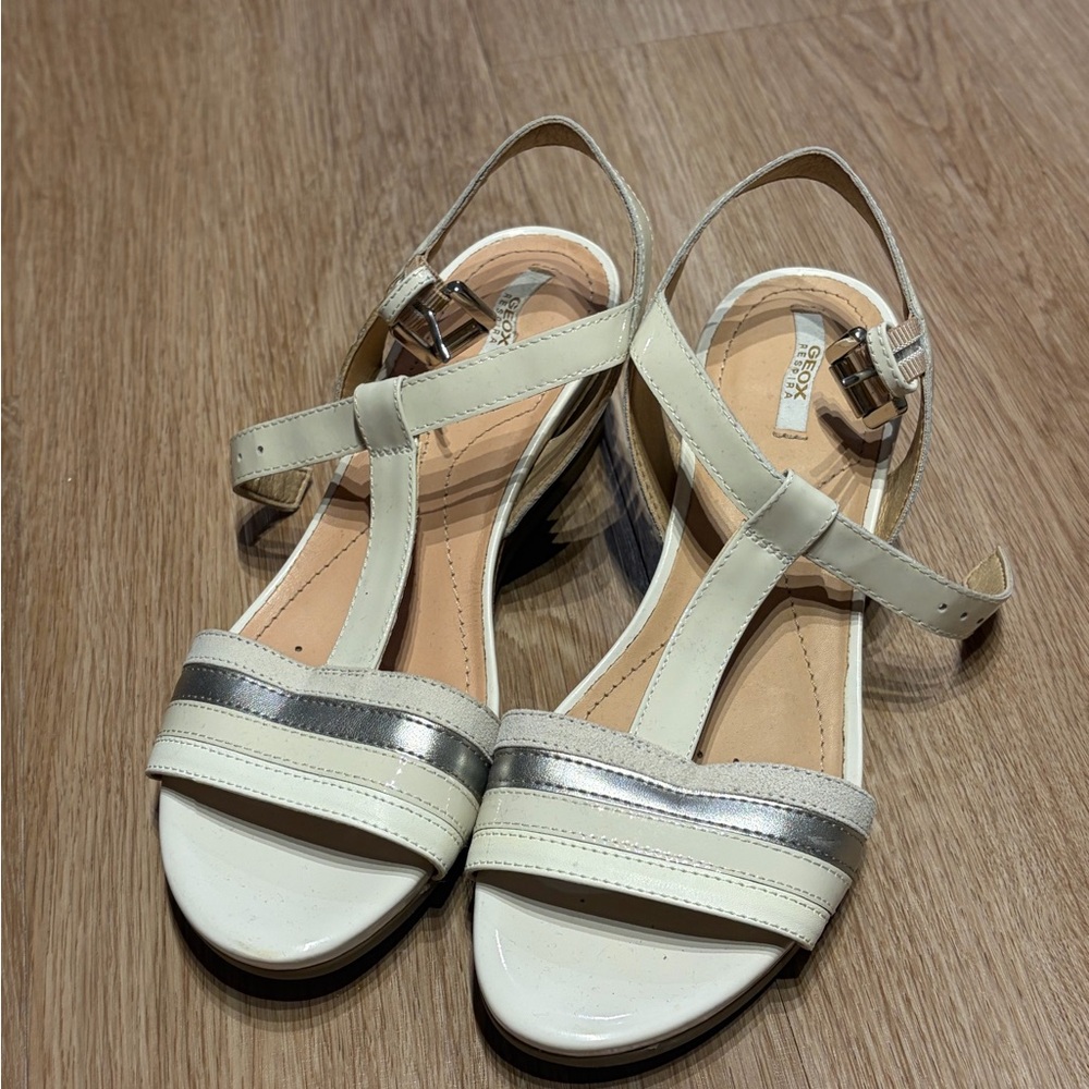 Geox | Cream and Silver Wedge Sandals